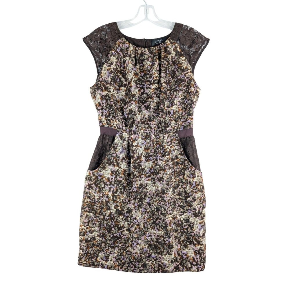 Guess Los Angeles Womens‎ Small Floral Lace Dress With Cap Sleeves